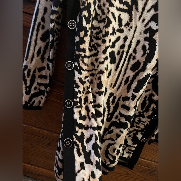 Chicos Cashmere Cotton Blend Knit Leopard Print Sweater Mini Dress - Picture 8 of 11